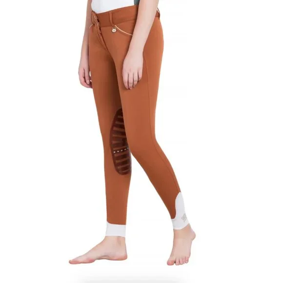 RUST George H Morris Ladies Add Back Silicone Knee Patch Breeches - Picture 4 of 6